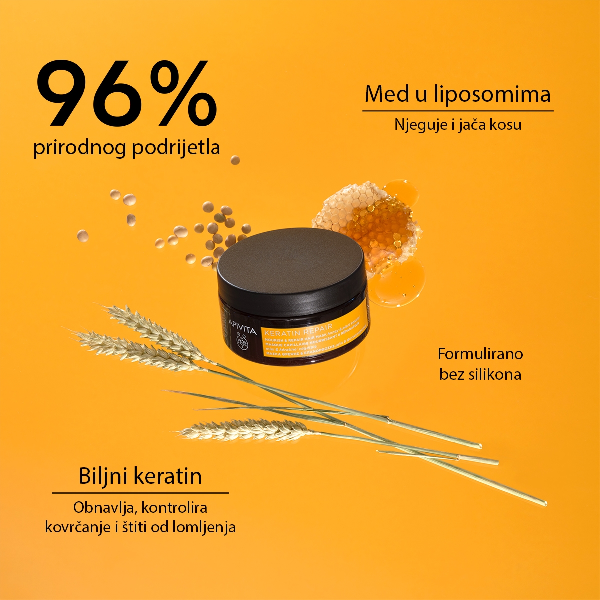 apivita Maska za njegu i obnovu kose s keratinom