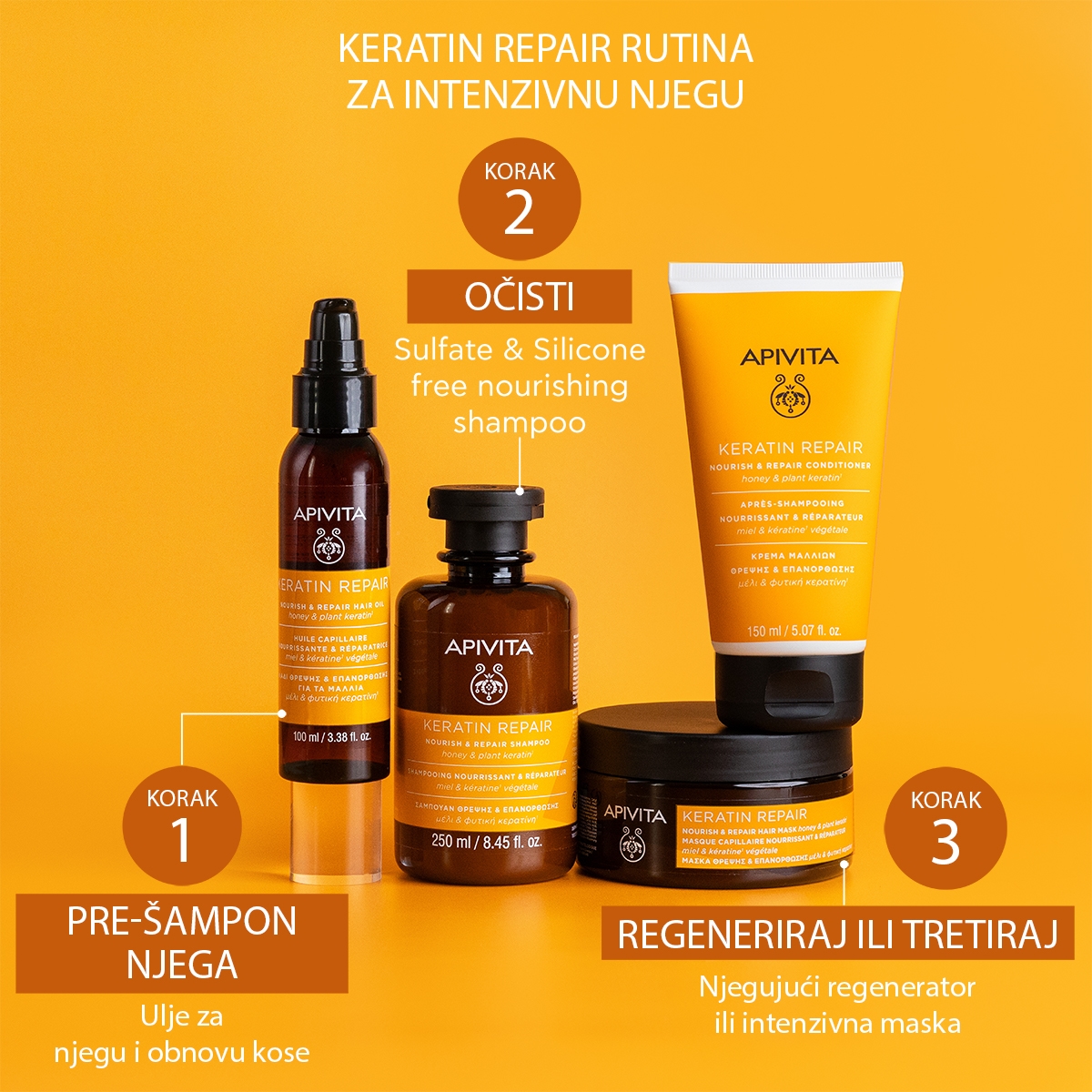 apivita Maska za njegu i obnovu kose s keratinom