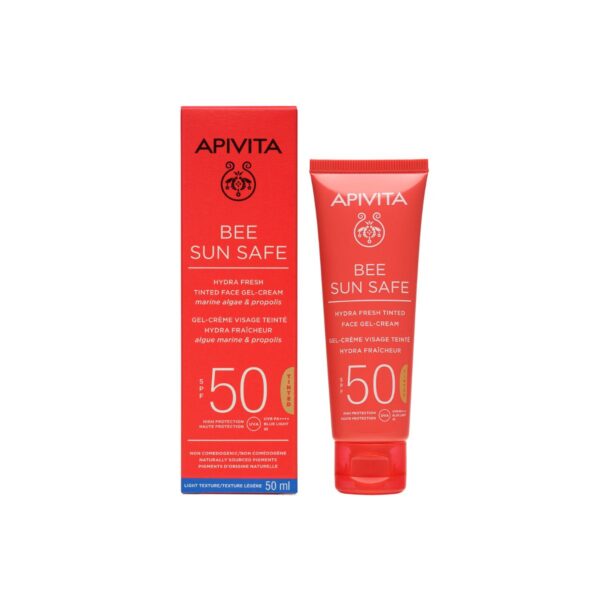 apivita BEE SUN SAFE HIDRATANTNA TONIRANA GEL-KREMA ZA LICE SPF50